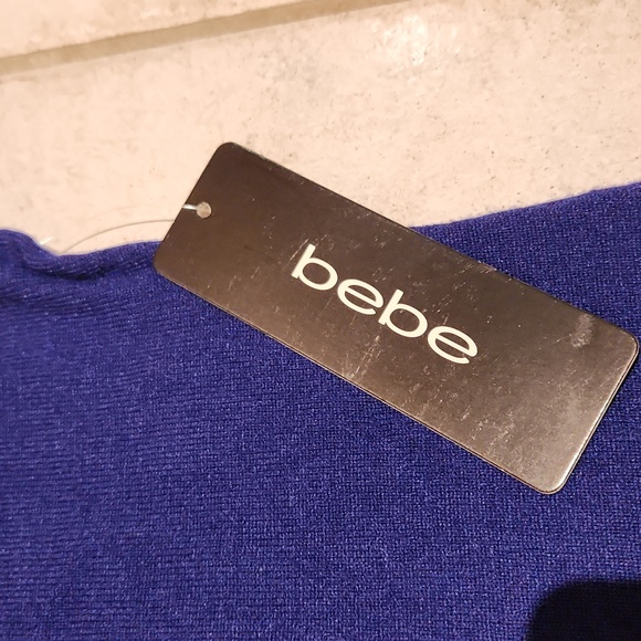 NWT ❗️  bebe navy  ( cobalt) sweater dress xs size stylsih silver rhinestones - Picture 15 of 17